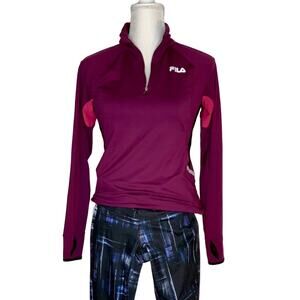 Fila Women Mock Neck Training jacket sport running 1/4 Zip Lightweight purple